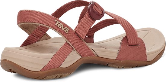 Sandales Teva roses avec brides croisées, boucle réglable et bride d'orteil.