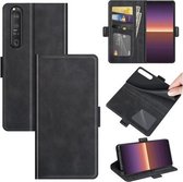 Voor Sony Xperia 1 III Dual-side magnetische gesp horizontale flip lederen tas met houder en kaartsleuven en portemonnee (zwart)