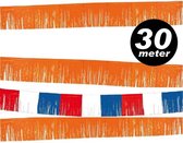 XXL Holland en Oranje Franje Slinger - Slingers - Vlaggenlijn - EK accessoires - Oranje versiering - EK 2021 - EK voetbal - 30 meter!