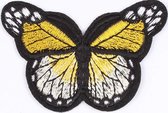 Grote Vlinder - Strijk Embleem Patch - Verschillende Kleuren - 7 x 4,5 cm - Geel