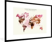 Fotolijst incl. Poster - Wereldkaart - Verf - Bruin - 90x60 cm - Posterlijst