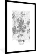 Fotolijst incl. Poster - Stadskaart Eindhoven - 60x90 cm - Posterlijst - Plattegrond