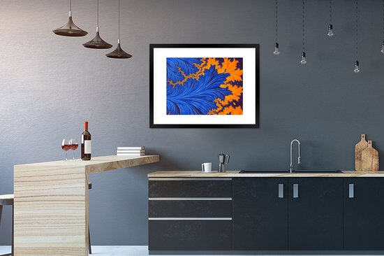 Fotolijst incl. Poster - Bladeren - Kunst - Psychedelisch - 80x60 cm - Posterlijst