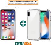 Fooniq Siliconen Anti Schock Hoesje Transparant + Screenprotector - Geschikt Voor Apple iPhone X