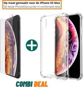 Fooniq Siliconen Hoesje Anti Schock Transparant + Screenprotector - Geschikt Voor Apple iPhone XS Max