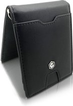 Creditcardhouder heren zwart leder 8 pasjes - muntgeld zwart met geldclip en RFID block- portemonnee leer - beurs met ritssluiting pasjeshouder Galeara
