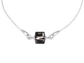 ARLIZI 1956 Ketting zwart Swarovski kristal kubus hanger - sterling zilver - 45 cm