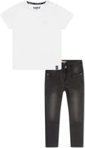 Koko Noko BIO Basics Set(2delig) Jeans NOX BLACK en Shirt Wit - Maat 122/128