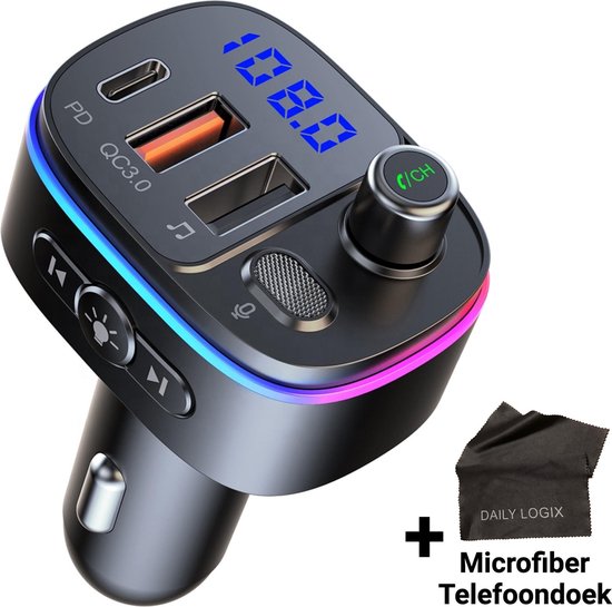 Prime Editie acre Bluetooth FM Transmitter - Autoradio - USB C - Bluetooth Adapter - Auto  Accessories -... | bol.com