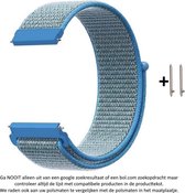 22mm Licht Blauw Nylon Horloge Bandje (zie compatibele modellen) voor Samsung, LG, Asus, Pebble, Huawei, Cookoo, Vostok en Vector – Maat: zie maatfoto - klittenbandsluiting – Blue