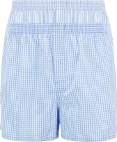 HUGO BOSS boxershorts woven (2-pack) - heren boxers wijd model - lichtblauw geruit en gestreept - Maat: S