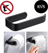 Toiletrolhouder zonder boren | RVS Zwart | Rh!no | Wc rolhouder | Badkamer accesoires | Closetrolhouder | Mat Zwart |Zelfklevend