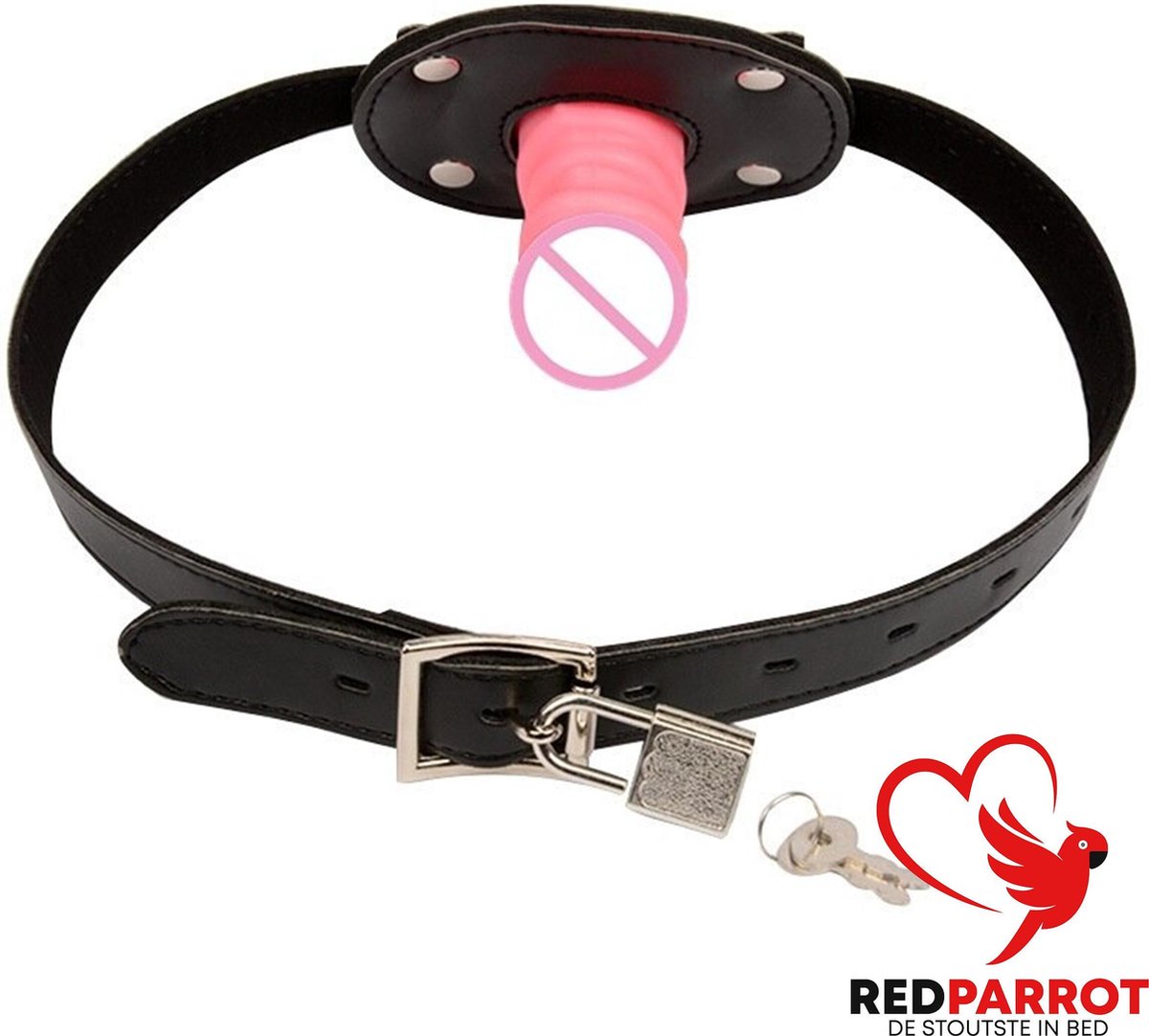 Goedkoopste Verstelbare Mondgag met Penis Deluxe | Gag | Leer | Slotje | Luxe uitvoering | 5CM | SM | BDSM | Seks
