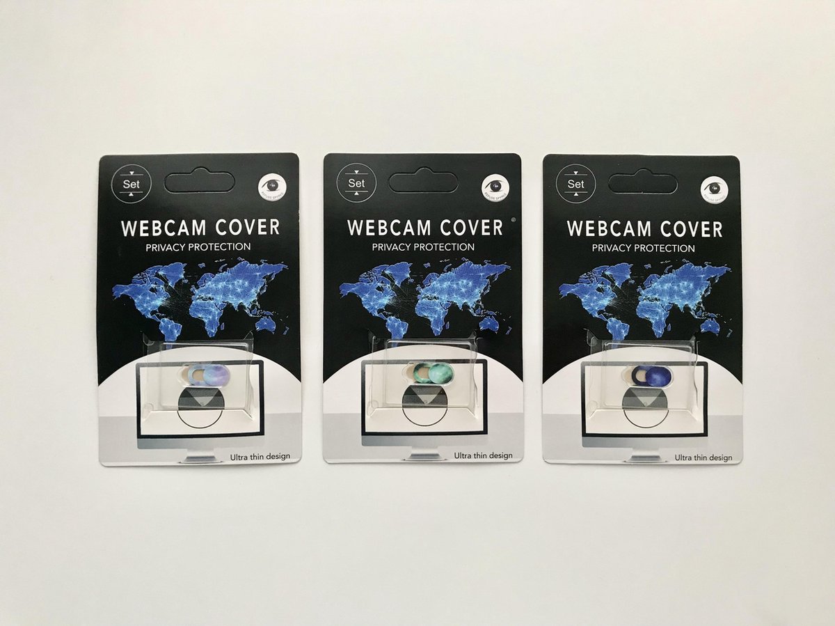 Universeel Ultra Dun Webcam Cover - 3 stuks - Privacy Schuifje - Webcam Slide - Webcam Shutter - Privacy Protection Slider - Geschikt voor Macbook, Laptop, Tablet, Smartphone - Blauw en Groen en Paars/Blauw