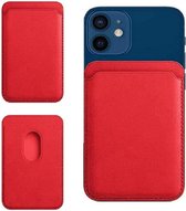 Case2go - Wallet Case Pasjes Houder geschikt voor iPhones en Apple magnetische Ring & oplaadfunctie - Magnetische Kaarthouder - Rood