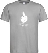Grijs T shirt met  " Have a Nice Day " print Wit size XXXL