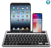 Bluetooth Toetsenbord met Tablet Houder – QWERTY Keyboard met Smartphone en Tablethouder – Draadloos – Zilver
