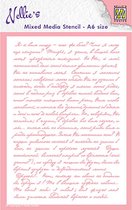 MMSA6-019 mixed media stencil - Nellie Snellen - plastic sjabloon - writing - tekst - handwriting - schrift - lettering -