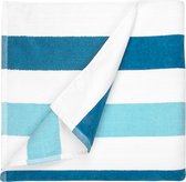 Bol.com The One Towelling Strandlaken Gestreept - 90 x 190 cm - Badlaken - Handdoek - 100% zacht katoen - Petrol/Mint aanbieding