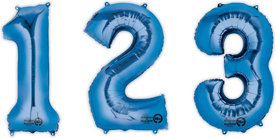 PTIT CLOWN - Blauwe aluminium cijfer ballon - Decoratie > Ballonnen