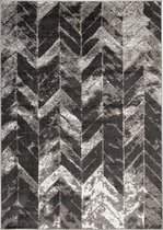 Tapiso Bali PP Vloerkleed Grijs Abstract Laagpolig Tapijt Maat- 200x300