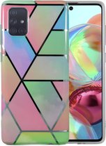 Samsung Galaxy A72 Marmer Case | Back Cover | TPU Telefoonhoesje | Roze / Groen