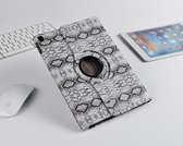 H.K. Draaibaar/Boekhoesje hoesje slangenprint grijs geschikt voor Apple iPad AIR 5/6/7/8/AIR/AIR2/2017/2018 + stylus pen