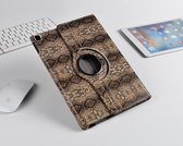 H.K. Draaibaar/Boekhoesje hoesje slangenprint bruin geschikt voor Apple iPad 10.2 (2019/2020) /Apple iPad 10.5 (2017) / Apple iPad AIR3 (2020) + Glasfolie