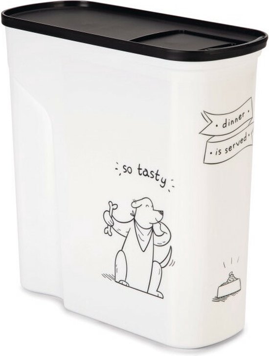 Curver Voedselcontainer Hond - 6L - 2,5KG - 28x12x28cm - Wit/Zwart