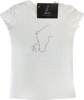 Cavalliera / T-Shirt met paarse strass paardenhoofd / Ruitershirt wit korte Mouw / Maat 134