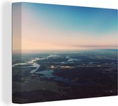 Canvas Schilderij Vogelvlucht over Zweden - 40x30 cm - Wanddecoratie