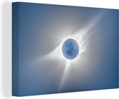 Canvas schilderij 150x100 cm - Wanddecoratie Blauwe eclips - Muurdecoratie woonkamer - Slaapkamer decoratie - Kamer accessoires - Schilderijen