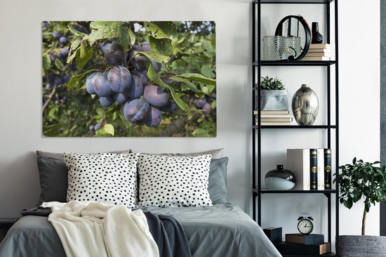 Arbres avec un bouquet de prunes accroché sur toile 2cm 120x80 cm - Tirage photo sur toile (Décoration murale salon / chambre)