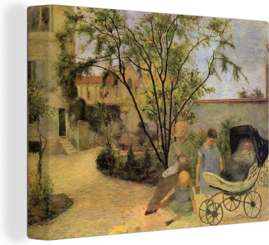 Canvas Schilderij De familie in de tuin - Schilderij van Paul Gauguin - 120x90 cm - Wanddecoratie