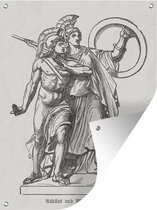 Muurdecoratie buiten Een antieke illustratie van de held Achilles - 120x160 cm - Tuindoek - Buitenposter