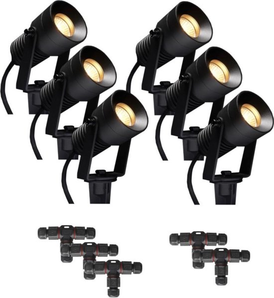 Complete set) - 6 x LED Prikspot Amora IP65 - 5 watt - 230v - Kantelbaar -  Warmwit... | bol.com