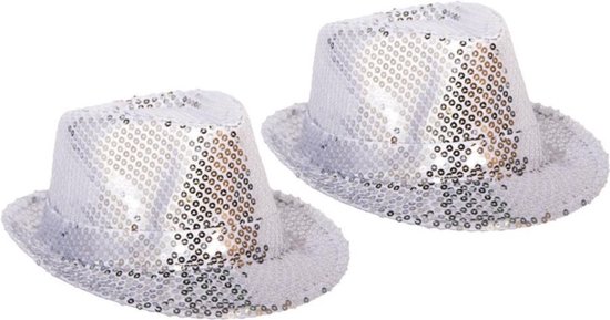 terrorisme kool vloot 2x stuks zilveren carnaval verkleed hoedje met pailletten - bling bling  glitter hoeden | bol.com