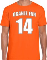 Oranje fan nummer 14 oranje t-shirt Holland / Nederland supporter EK/ WK voor heren XL