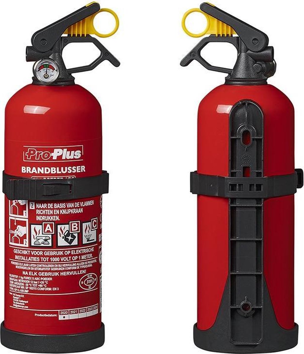 Brandblusser ABC, 1 kg, toegelaten, werkzaamheid 5A 21B C, gebruik