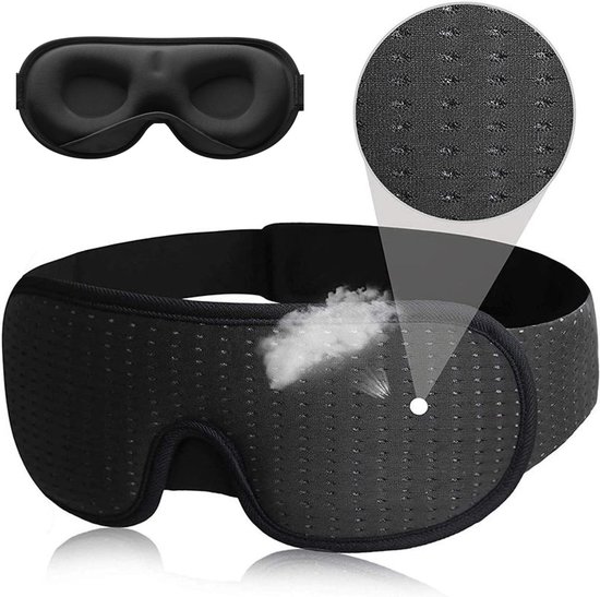 2. Luxe Slaapmasker 100% Verduisterend 3D zwart
