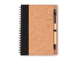 Easy4Office Notitieboek kurk 70p gelinieerd recycled papier met balpen van gerecycled karton
