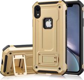 Schokbestendige PC + TPU Armor beschermhoes voor iPhone XR, met houder (goud)