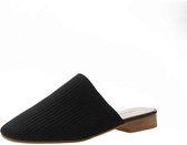 Dames elastische doek ronde teen flats elastische band slipper, schoenmaat: 39 (zwart)