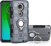 Voor Motorola Moto G7 2 in 1 Cube PC + TPU beschermhoes met 360 graden draaien zilveren ringhouder (grijs)