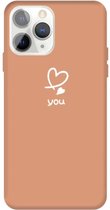Voor iPhone 11 Pro Max Love-heart Letter Pattern Colorful Frosted TPU telefoon beschermhoes (Coral Orange)