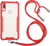 Voor Huawei Y7 Prime (2019) / Y7 (2019) Acryl + kleur TPU schokbestendig hoesje met nekkoord (rood)