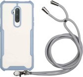 Voor OnePlus 7 Pro acryl + kleur TPU schokbestendig hoesje met nekkoord (melkgrijs)