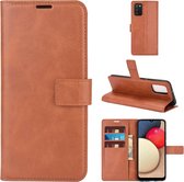 Voor Samsung Galaxy A02S Retro Kalfspatroon Gesp Horizontale Flip Leren Case met Houder & Kaartsleuven & Portemonnee (Lichtbruin)