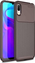 Beetle Series Carbon Fiber Texture Shockproof TPU Case voor Huawei Y6 Pro (2019) (bruin)