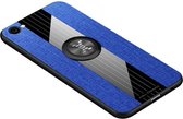Voor Vivo X9s Plus XINLI stikdoek textuur schokbestendig TPU beschermhoes met ringhouder (blauw)